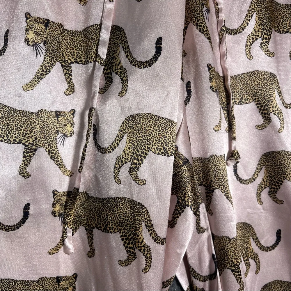 Show Me Your Mumu Womens XS Pink Catwalk Cheetah Silky Pull On‎ Pajama Pants
